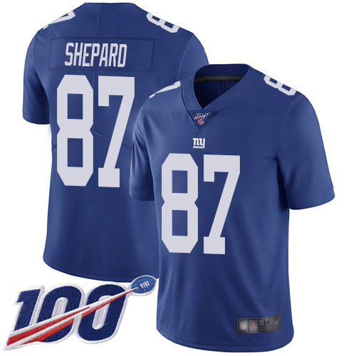 Men New York Giants #87 Sterling Shepard Royal Blue Team Color Vapor Untouchable Limited Player 100th Season Football NFL Jersey